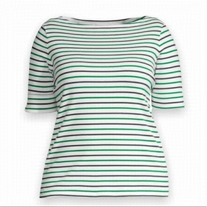 LAUREN Ralph Lauren Striped Boatneck Top Half Sleeves Women’s Size M